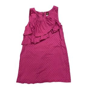 Tea Collection magenta Swiss dot shift dress with tiered ruffles size 5